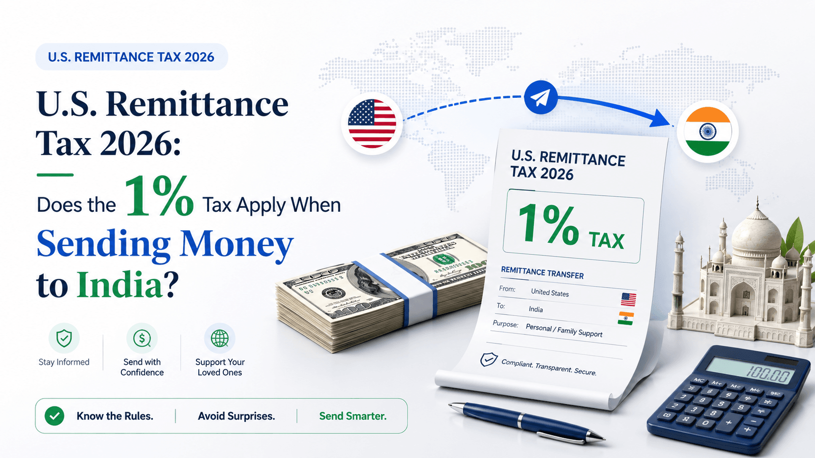 U.S. remittance tax illustration for transfers from the United States to India